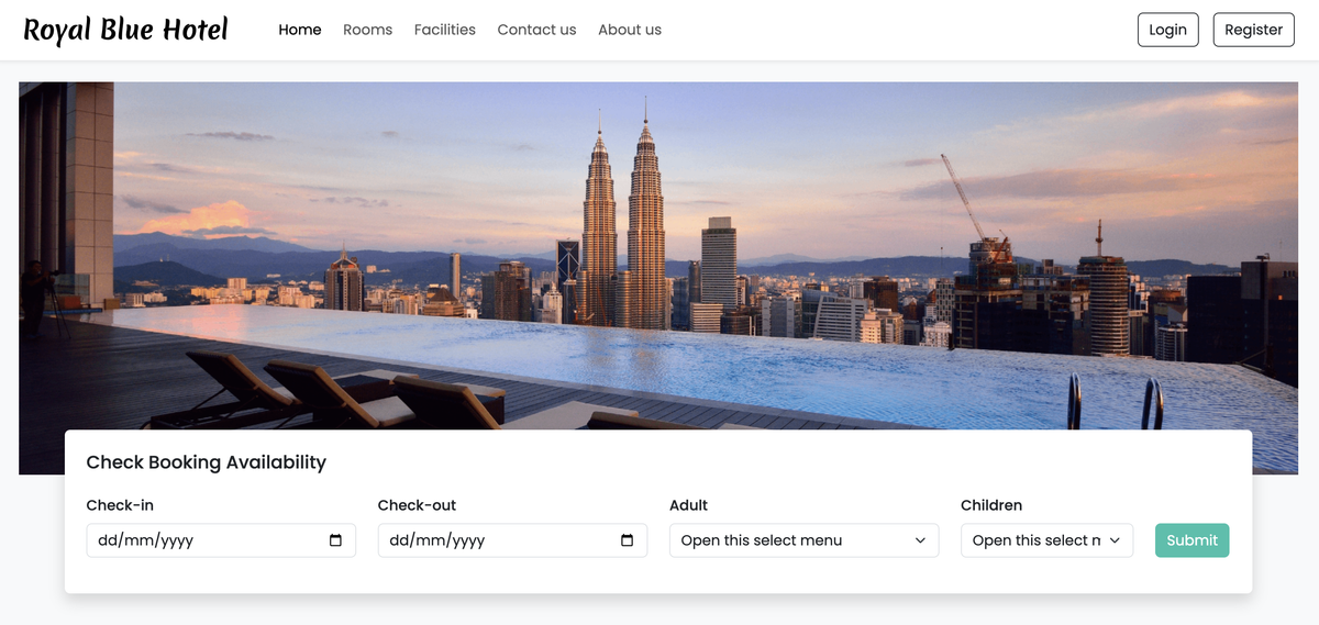 Royal Blue Hotel Website